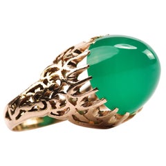 Art Deco Chrysoprase Ring from Egypt