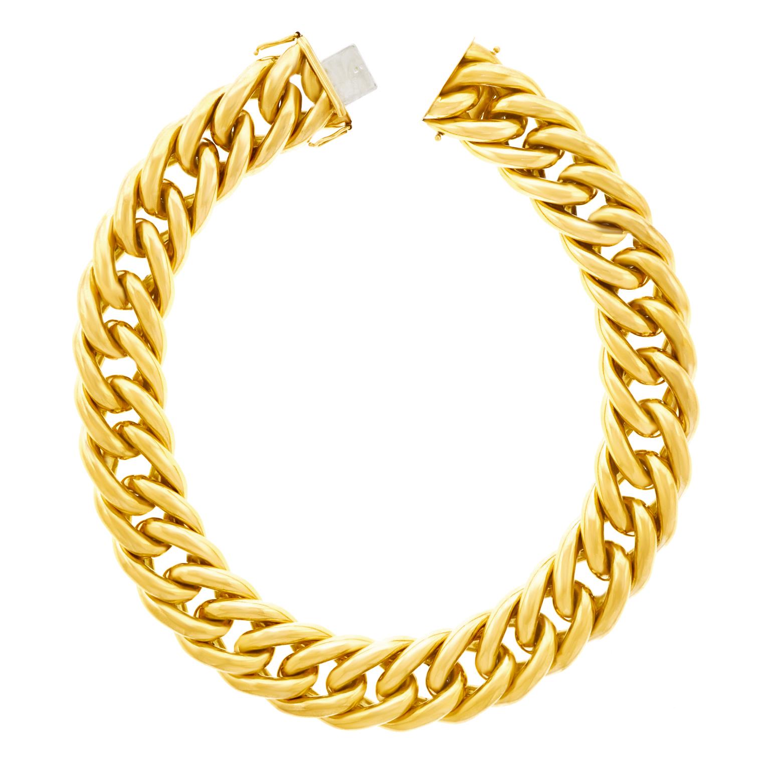 Art Deco Chunky Link Gold Necklace