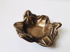 Art Deco Cigar Ashtray in Brass with Dancing Females, France, 1930s