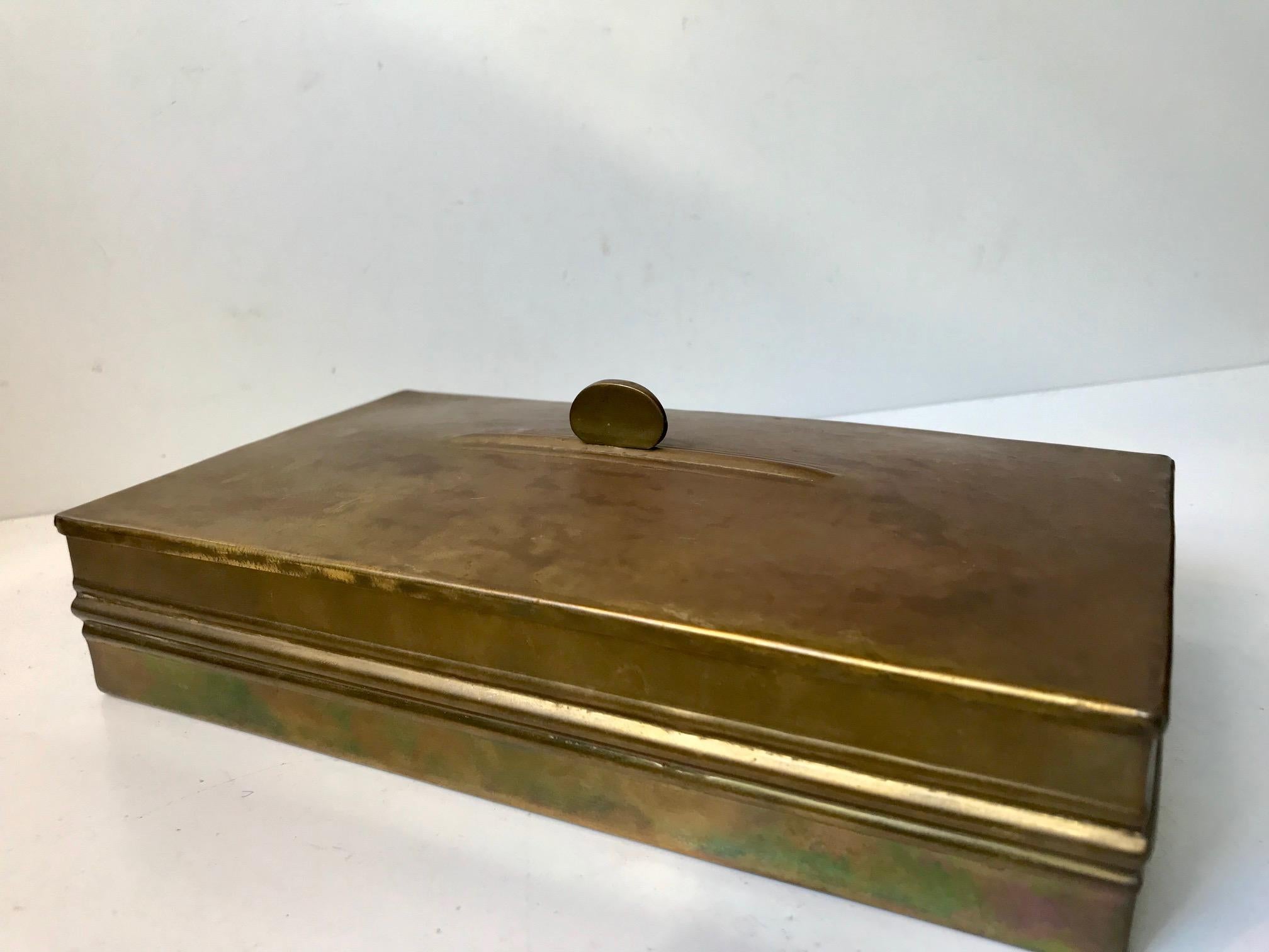 Scandinavian Art Deco Cigar Box in Brass, 1930s