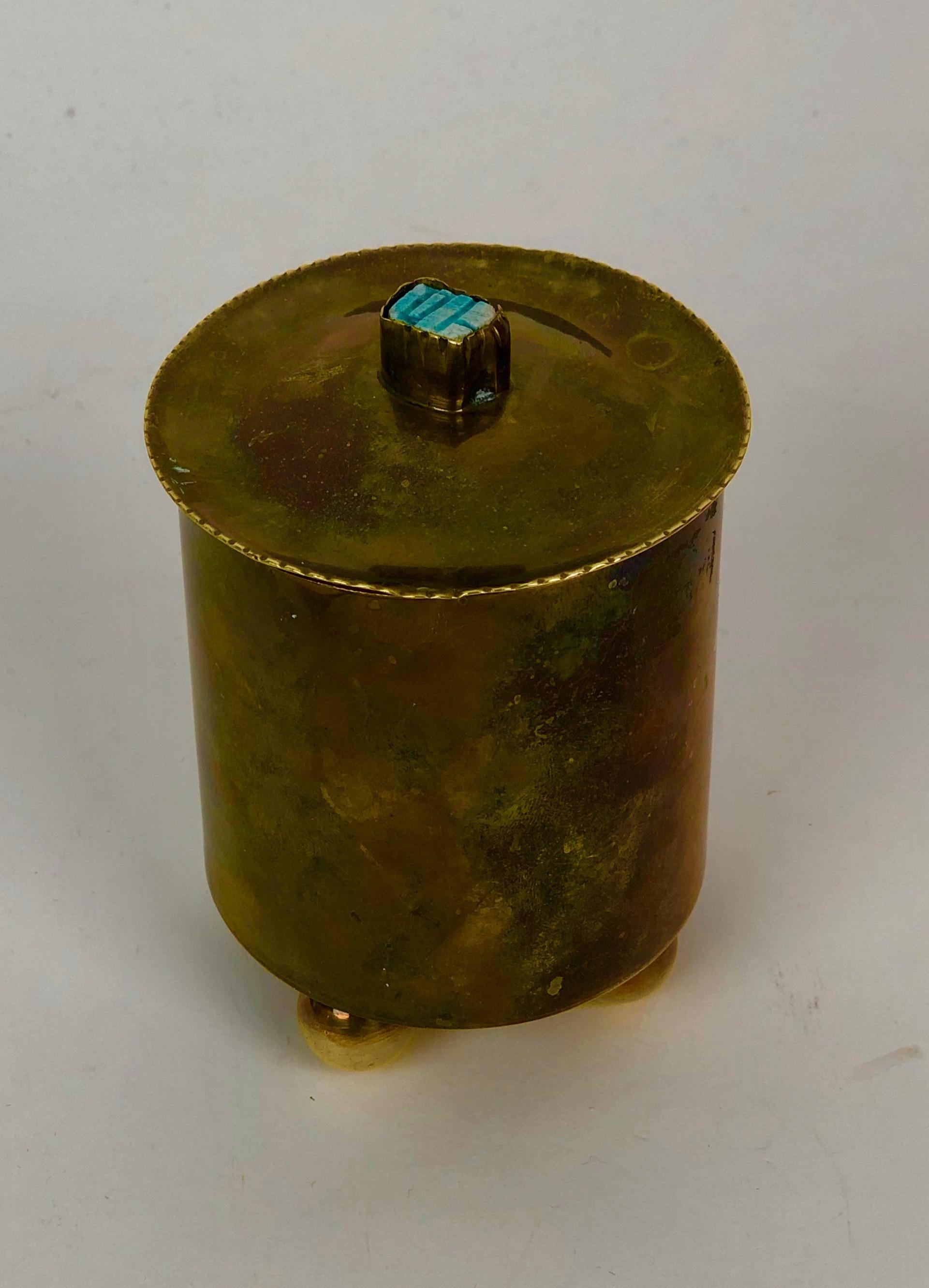 Hand-Crafted Art Deco Cigarette container in Brass made in the 1920's from Austria For Sale