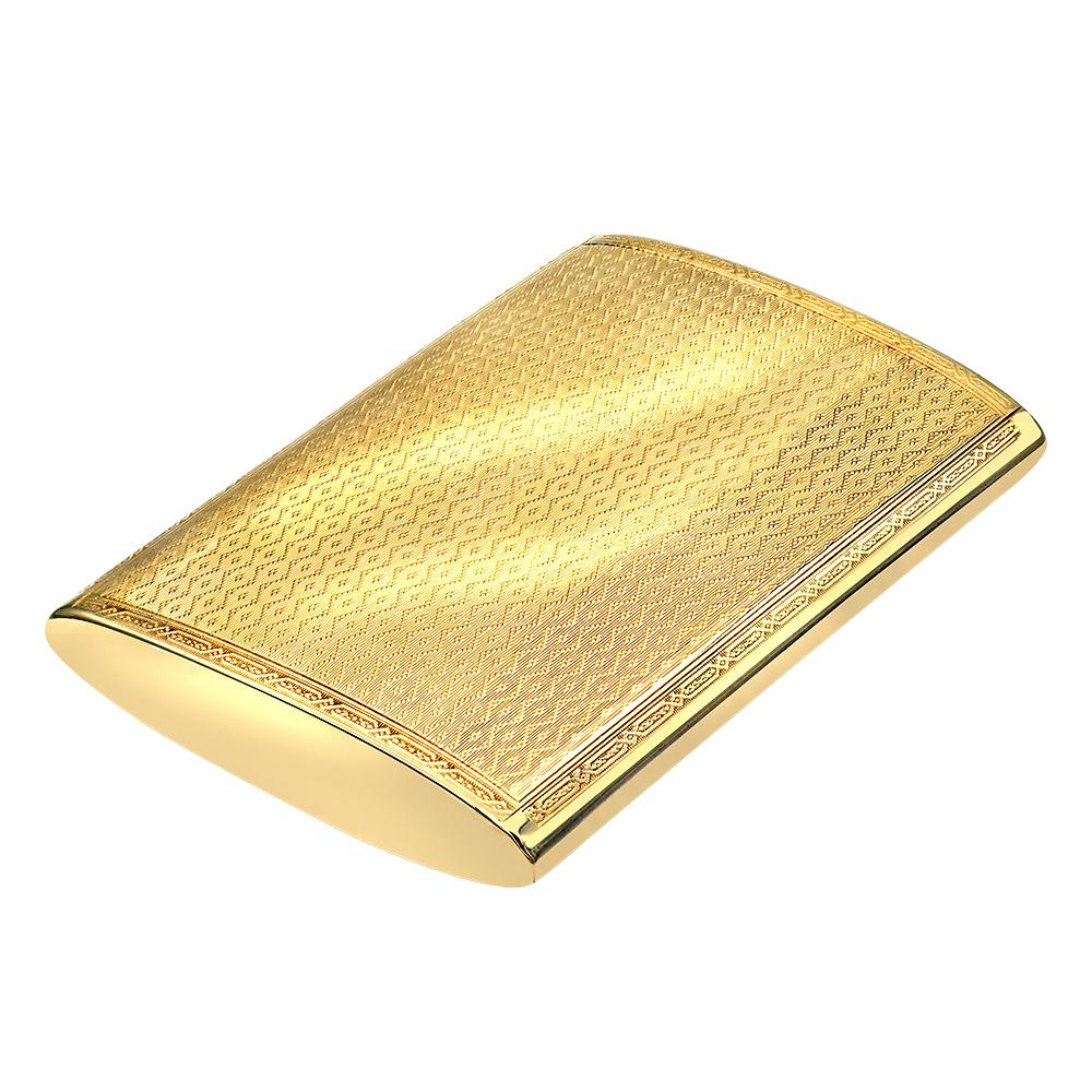 Beautiful antique Art Deco Engine Turned solid 14k yellow gold cigarette case holder box.
The case includes a Sapphire Cabochon open push button closure
126,1 grams total weight.
92,82mm x 70.00mm size.
This beautiful gold case can be used money a