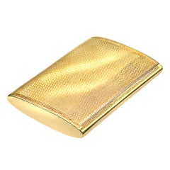 Art Deco Cigarette Holder Case 14k Solid Gold Box Oval Sapphire Cabochon Clasp