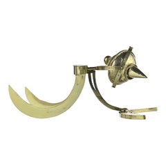 Art Deco Cigarette Lighter with Boar Tusk Mounted in Silver, Early 20th Century