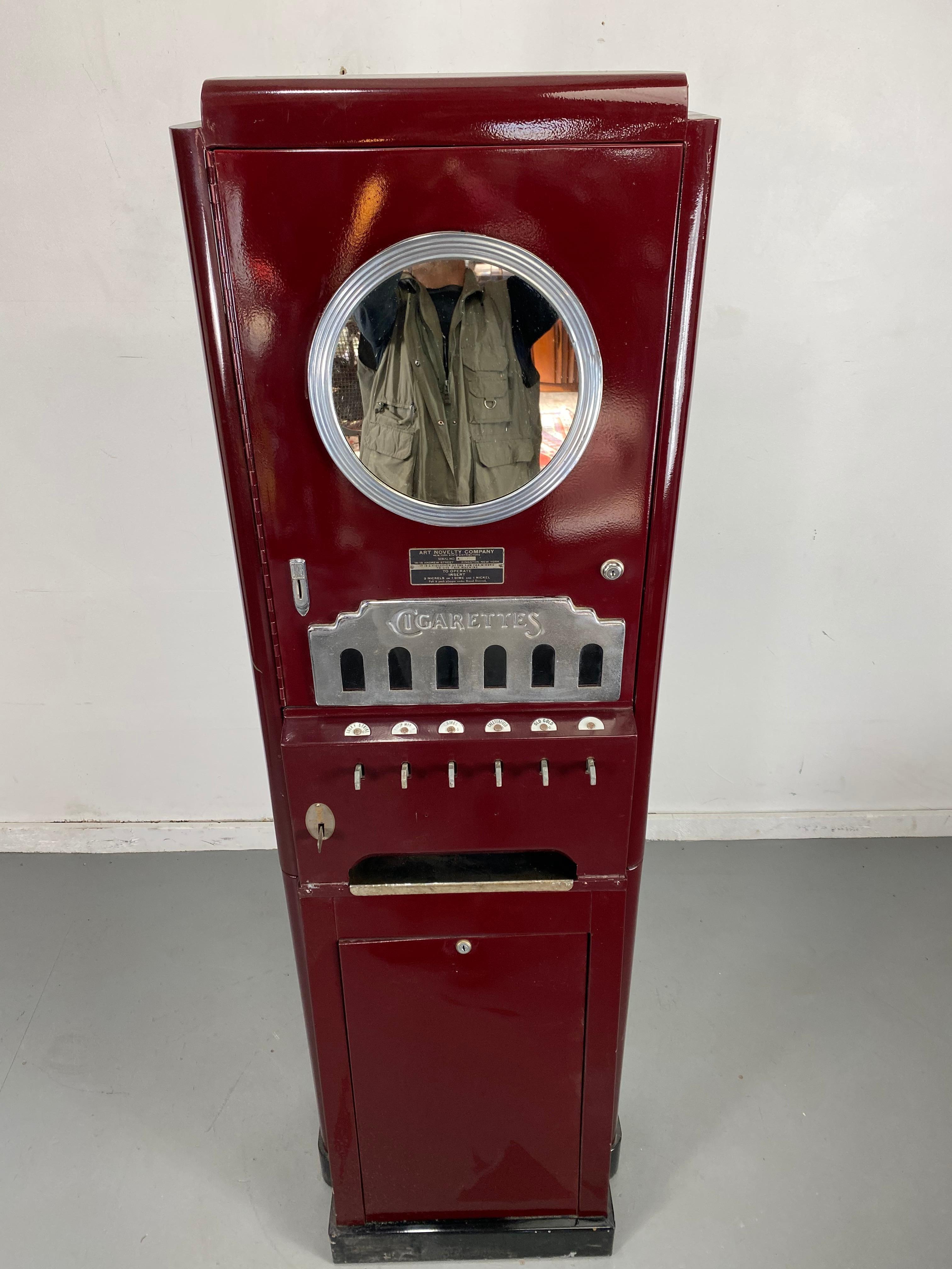 American Art Deco Cigarette Vending Machine, Classic Deco Design, Art Novelty Company