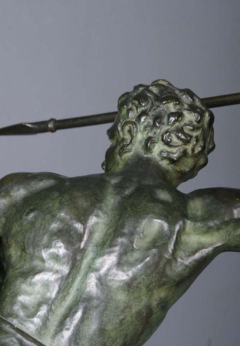 Sculpture de gladiateur Art Déco Cipriani en bronze sur socle en marbre en vente 6