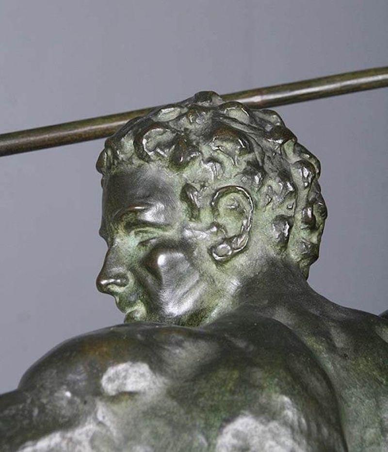 Art déco Cipriani Gladiator-Skulptur aus Bronze auf Marmorsockel im Angebot 10