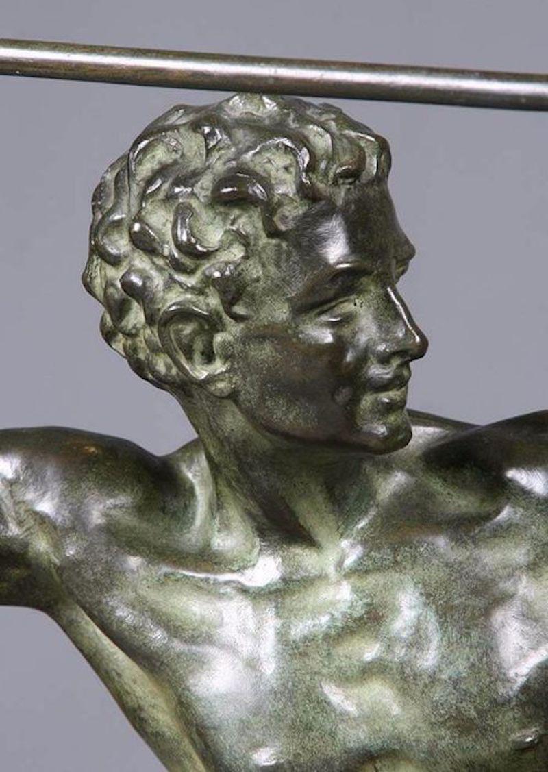 Art déco Cipriani Gladiator-Skulptur aus Bronze auf Marmorsockel im Angebot 13