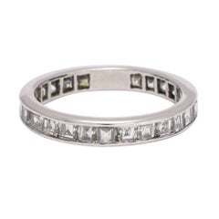 Antique Art Deco circa 1920 2.0 Carat Carre Cut Diamond Platinum Eternity Ring