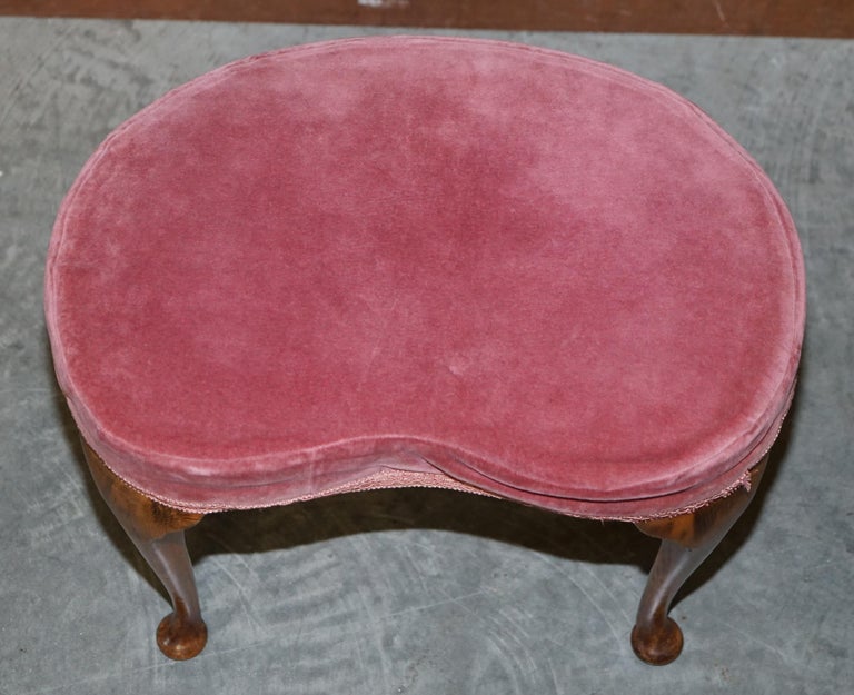 Art Deco circa 1920 Antique Kidney Bean Shaped Dressing Table Stool