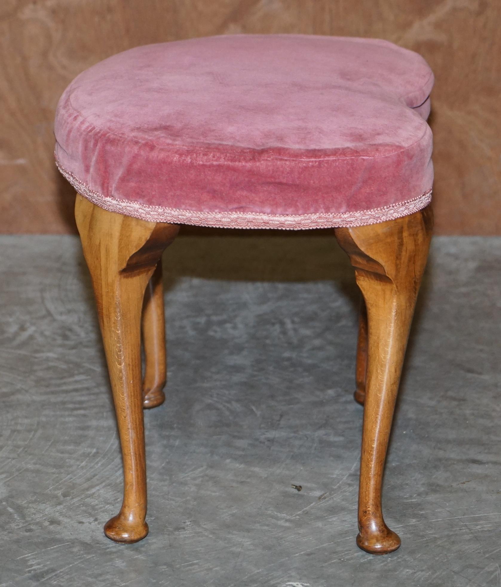 Early 20th Century Art Deco circa 1920 Antique Kidney Bean Shaped Dressing Table Stool Lovely Wood