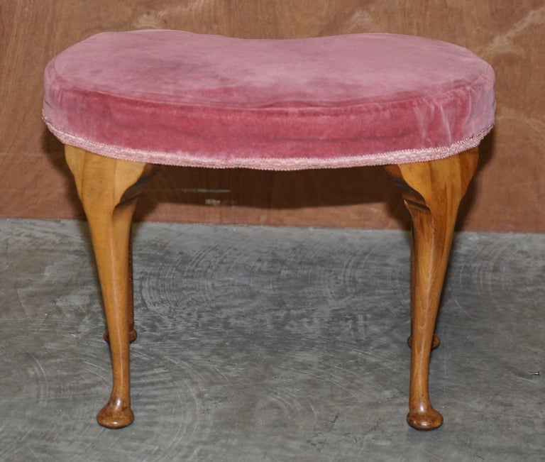 Art Deco circa 1920 Antique Kidney Bean Shaped Dressing Table Stool