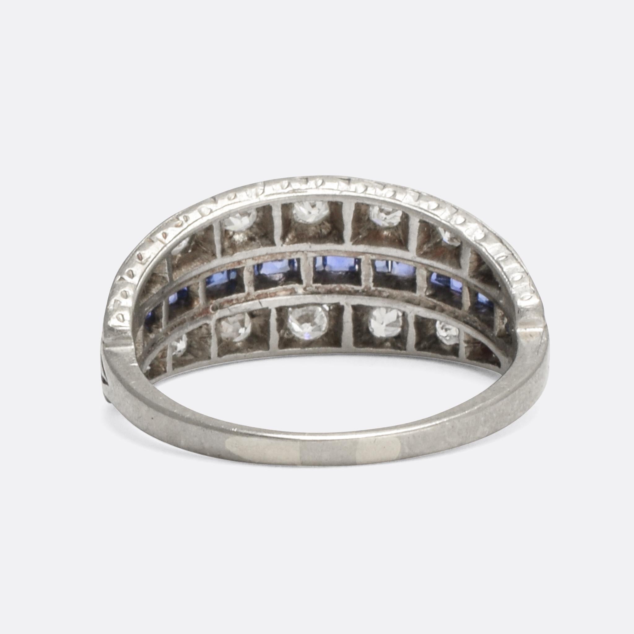 Women's Art Deco, circa 1920 Sapphire Diamond Seam Ring