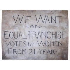 Vintage Art Deco circa 1920 Suffragette Political Canvas Banner Sign