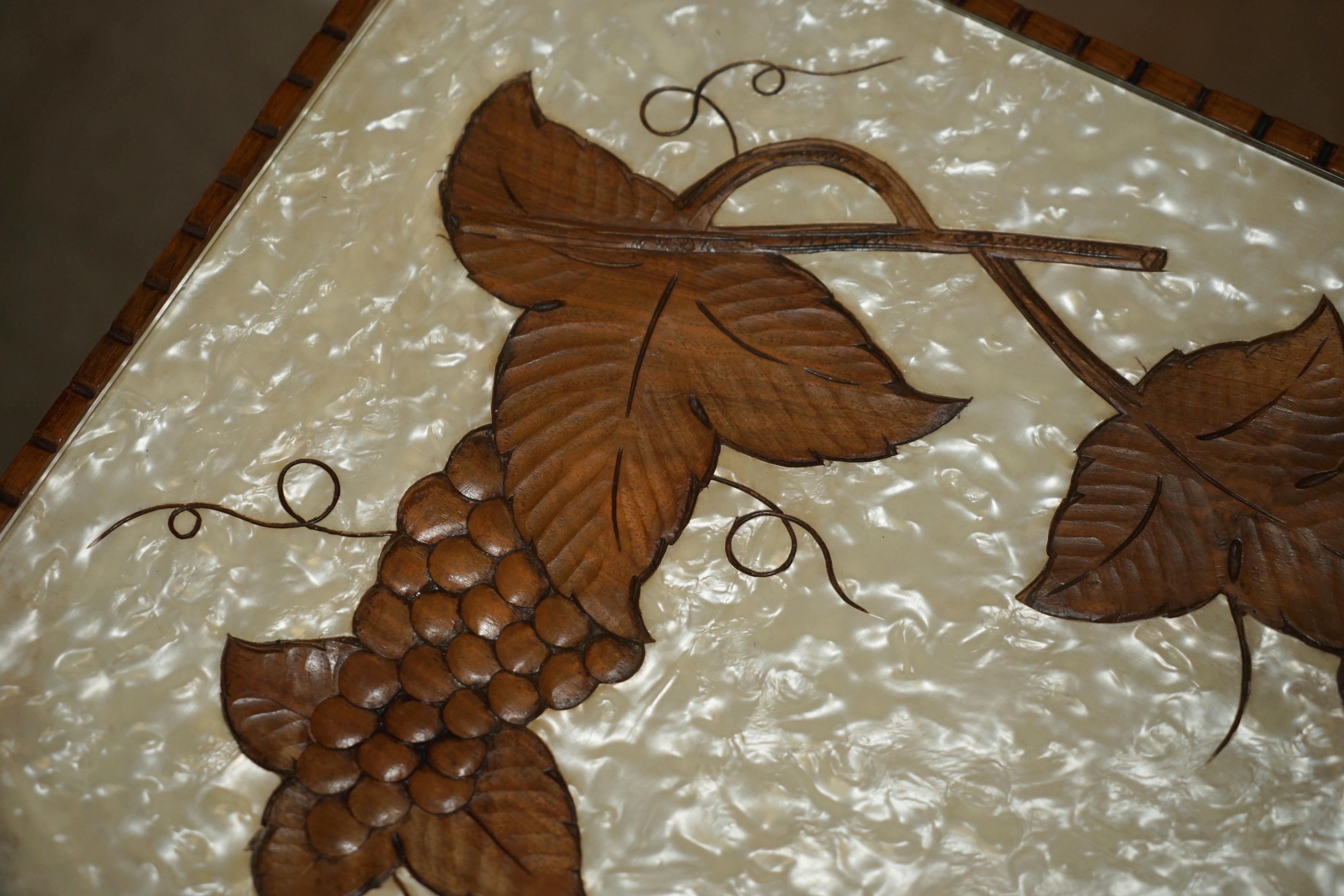 ART DECO CIRCA 1920's MOTHER OF PEARL WALNUT TRAY TABLE WITH REMOVABLE TRAY For Sale 4