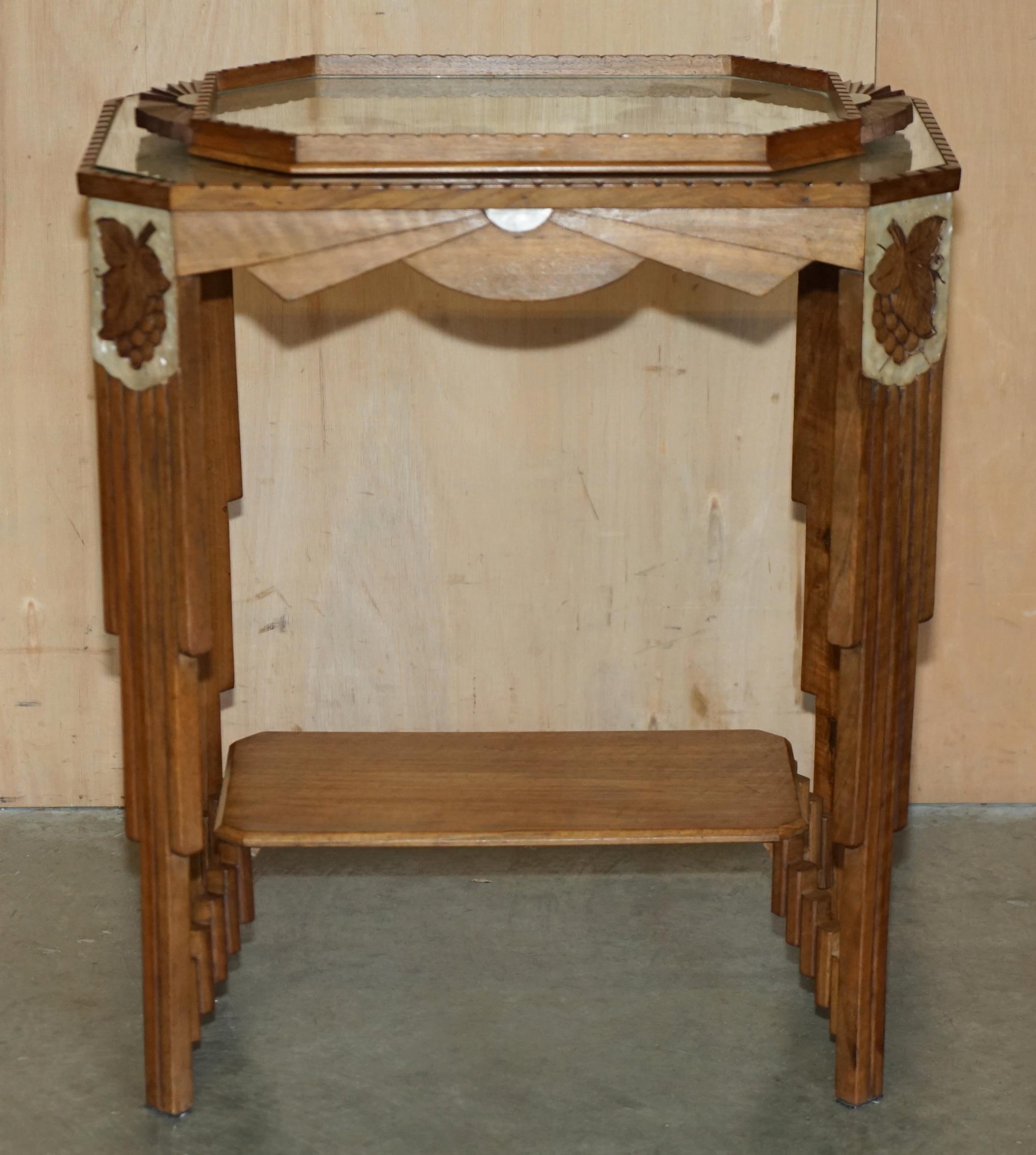 Art Deco ART DECO CIRCA 1920's MOTHER OF PEARL WALNUT TRAY TABLE WITH REMOVABLE TRAY For Sale