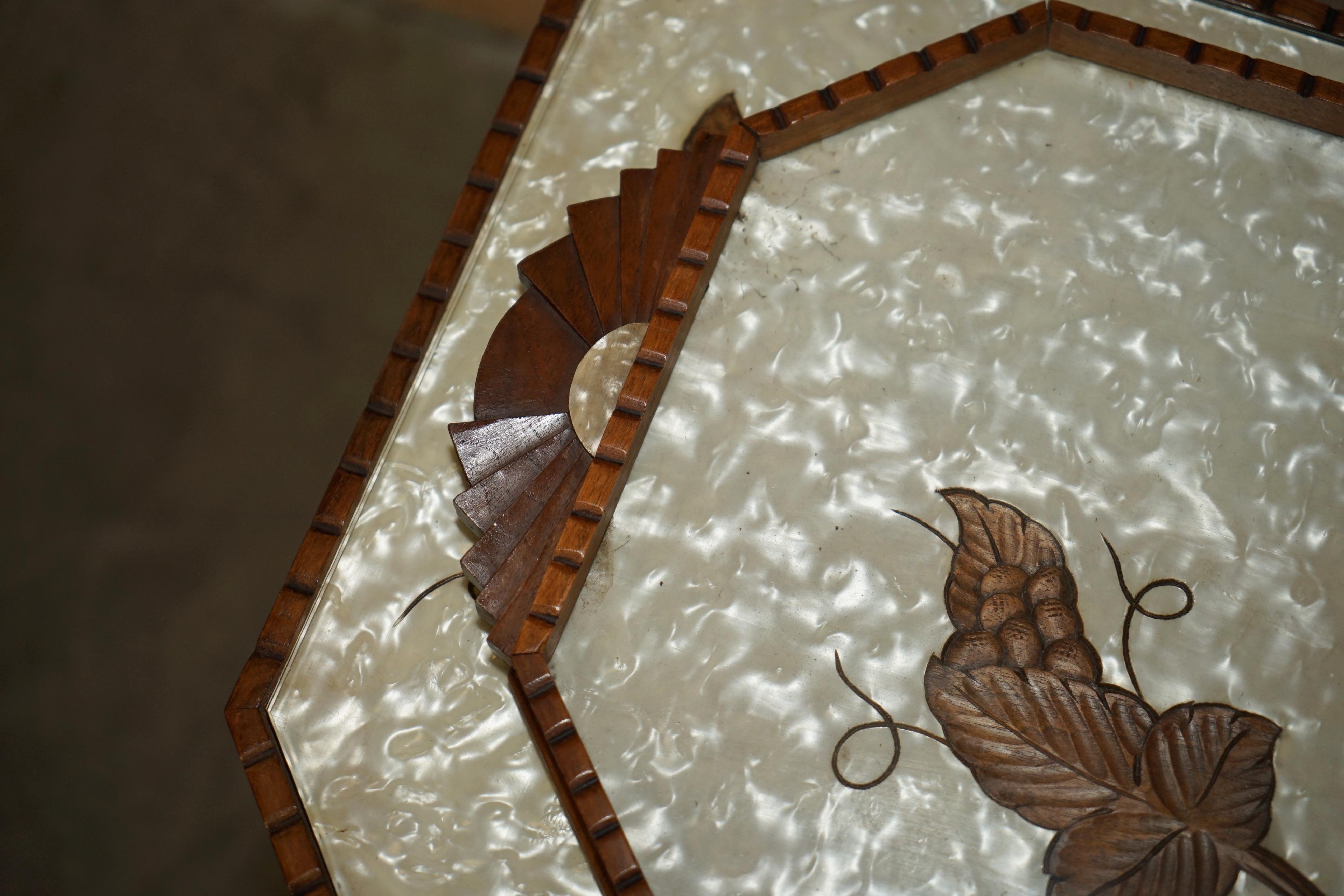 Early 20th Century ART DECO CIRCA 1920's MOTHER OF PEARL WALNUT TRAY TABLE WITH REMOVABLE TRAY For Sale