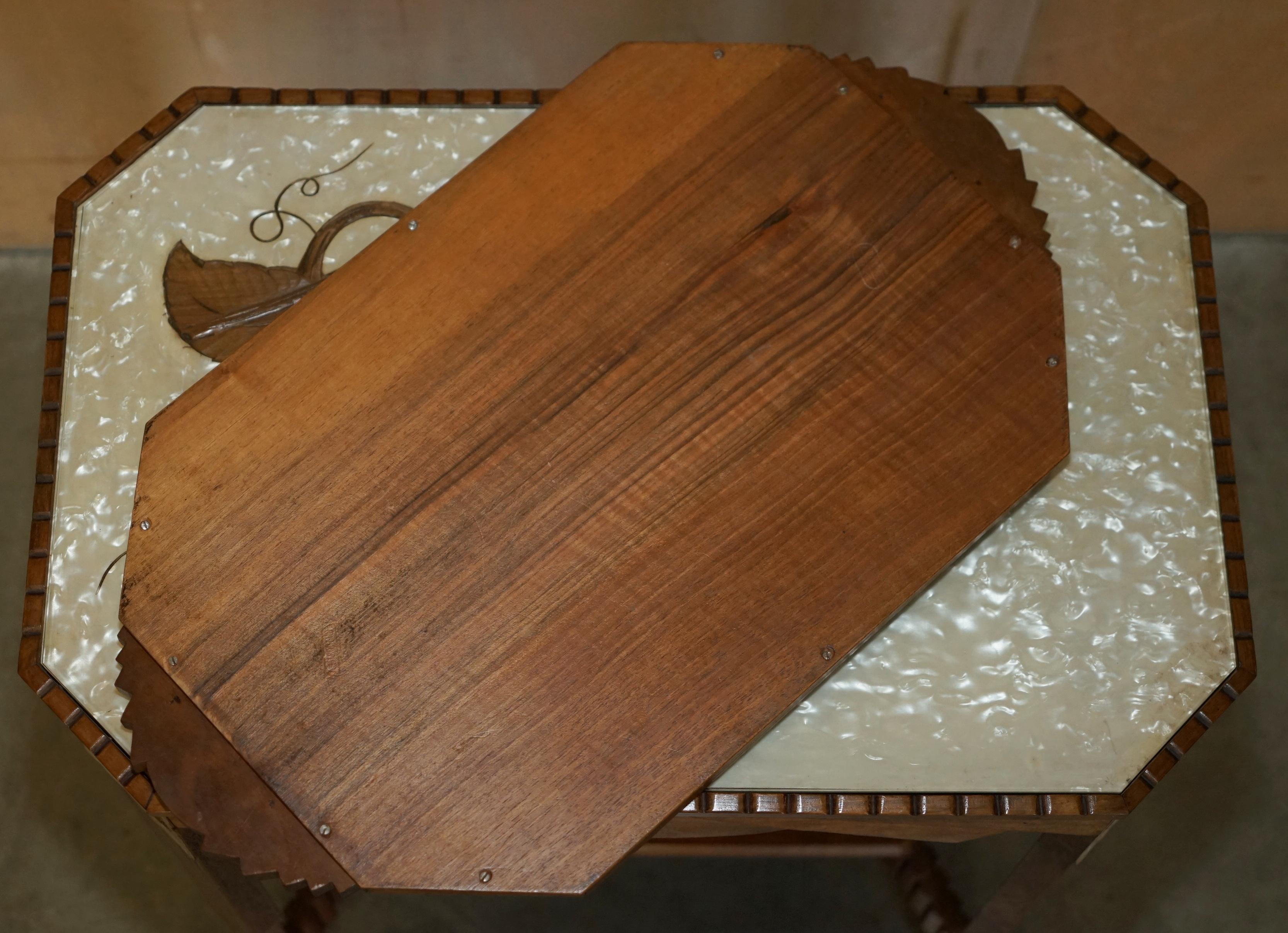 Walnut ART DECO CIRCA 1920's MOTHER OF PEARL WALNUT TRAY TABLE WITH REMOVABLE TRAY For Sale