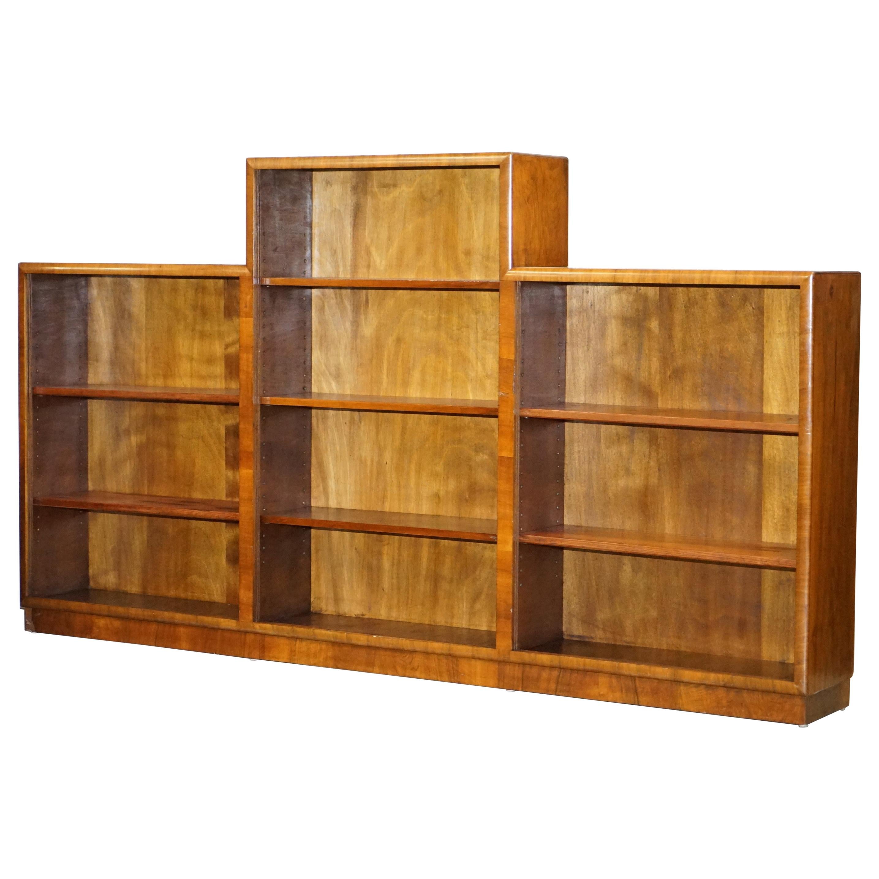 Art Deco Walnut Bookcase with Tall Back at 1stdibs