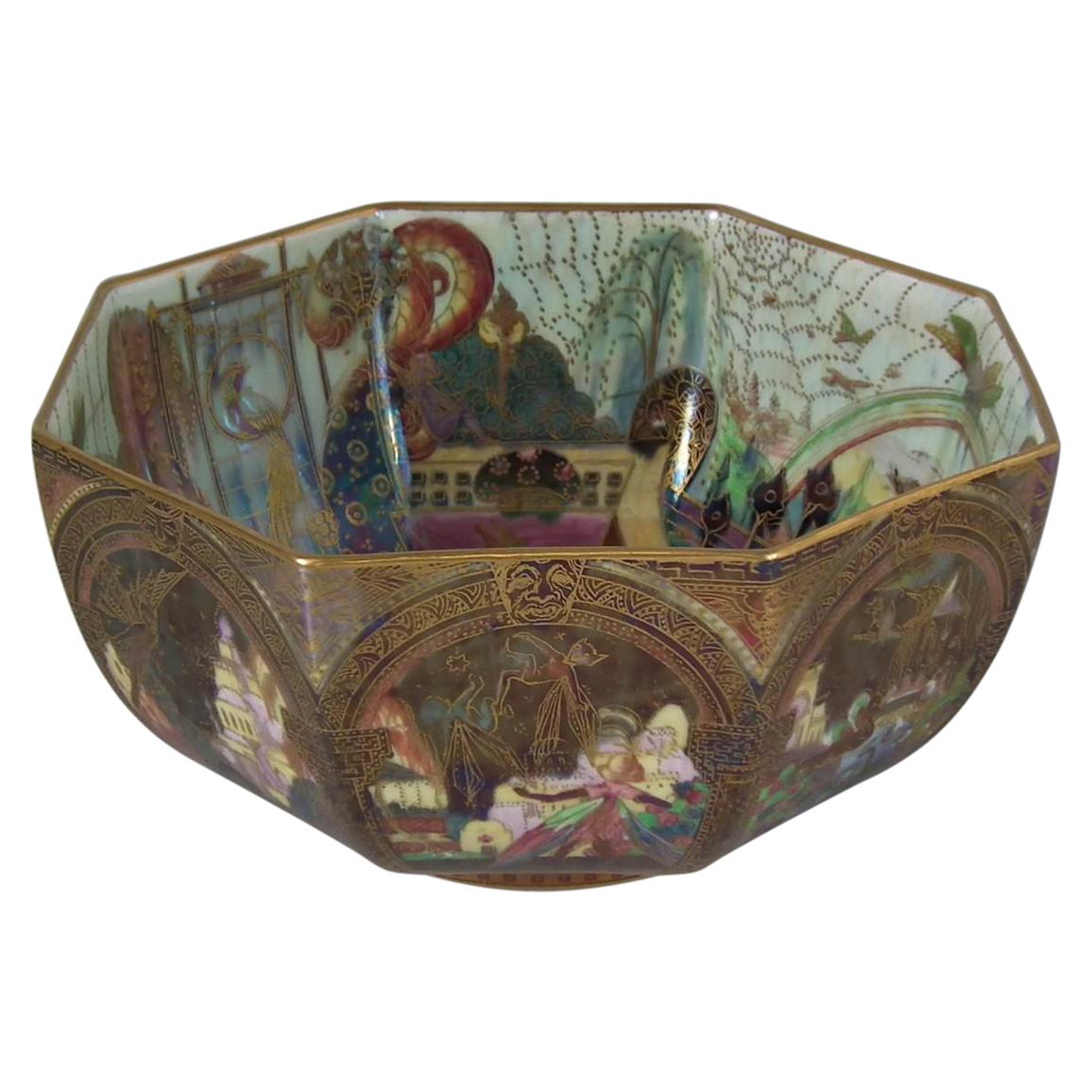 Art Deco circa 1920s Wedgwood Fairyland Lustre Gargoyles Octagonal Bowl