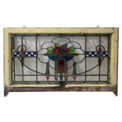 Art Deco circa 1925 Leaded and Stained Glass Window