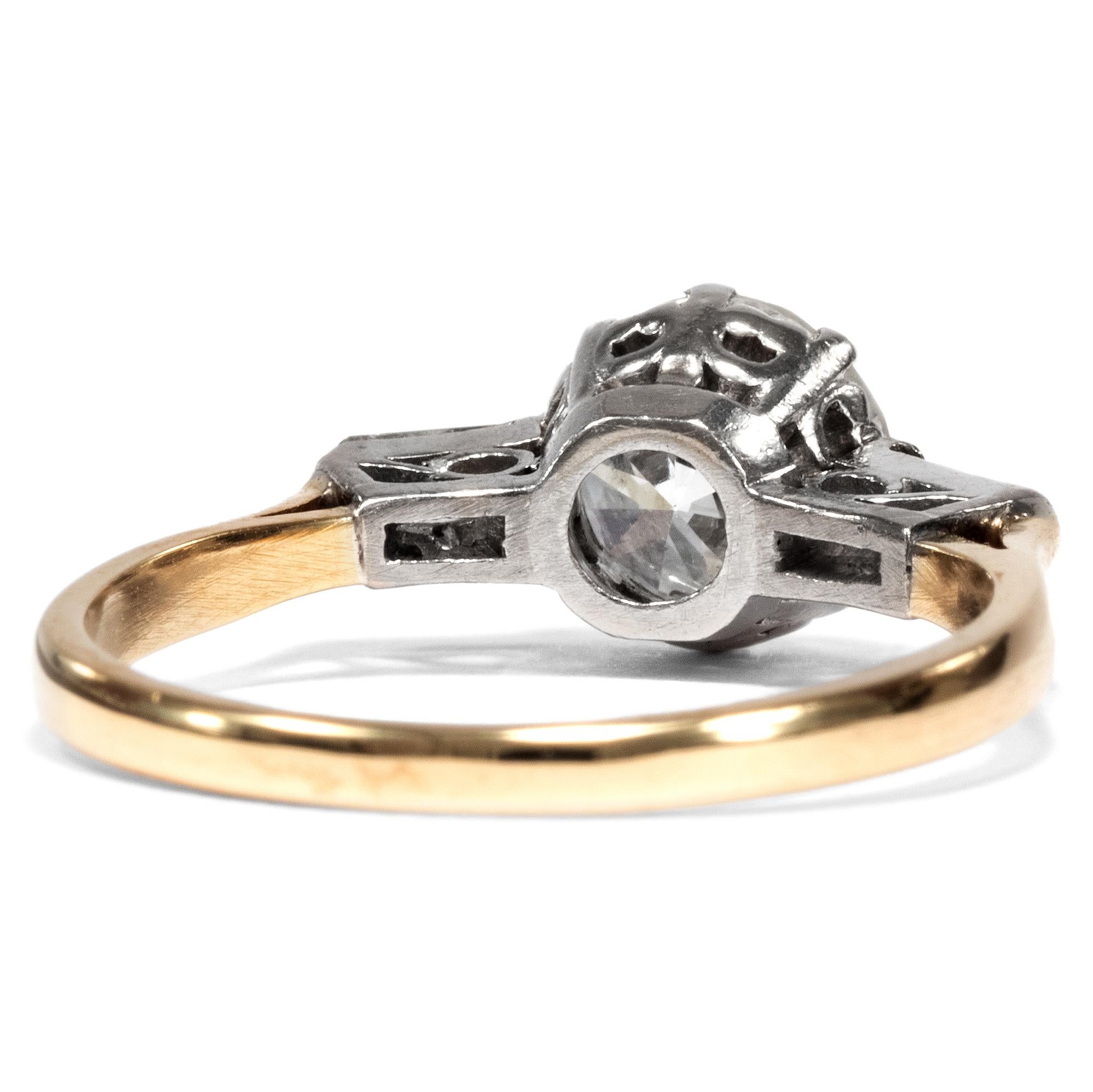 Old European Cut Art Deco circa 1930, Certified 1.45 Carat Diamond Solitaire Engagement Ring