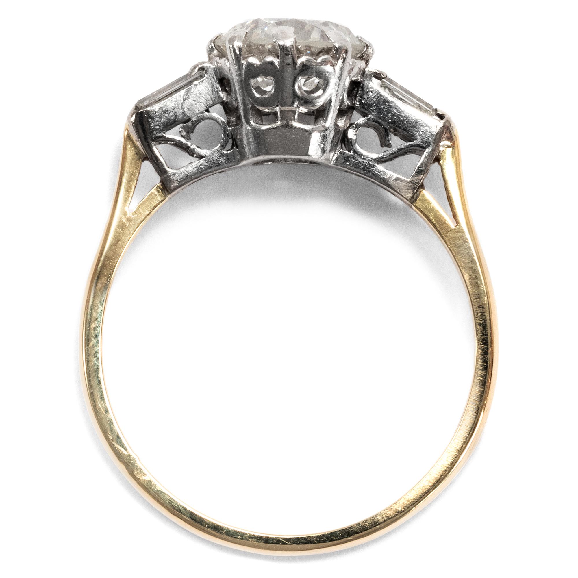 Art Deco circa 1930, Certified 1.45 Carat Diamond Solitaire Engagement Ring In Excellent Condition In Berlin, Berlin