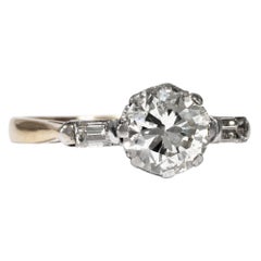 Art Deco circa 1930, Certified 1.45 Carat Diamond Solitaire Engagement Ring