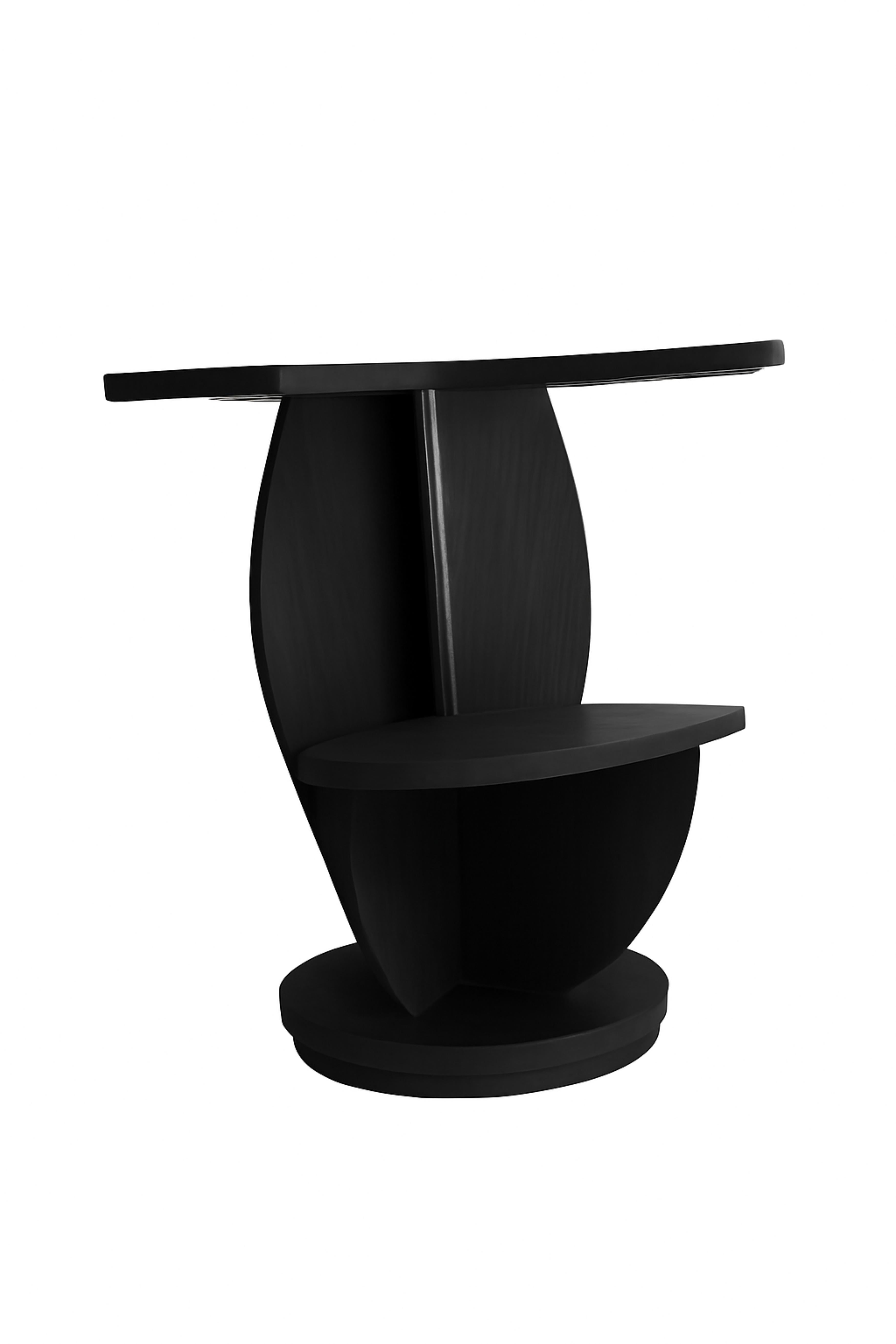 Art Deco Circular Black Lacquer Pedestal Center Table, 20th Century In Good Condition For Sale In Lisbon, PT