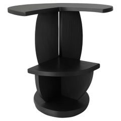 Art Deco Circular Black Lacquer Pedestal Center Table, 20th Century