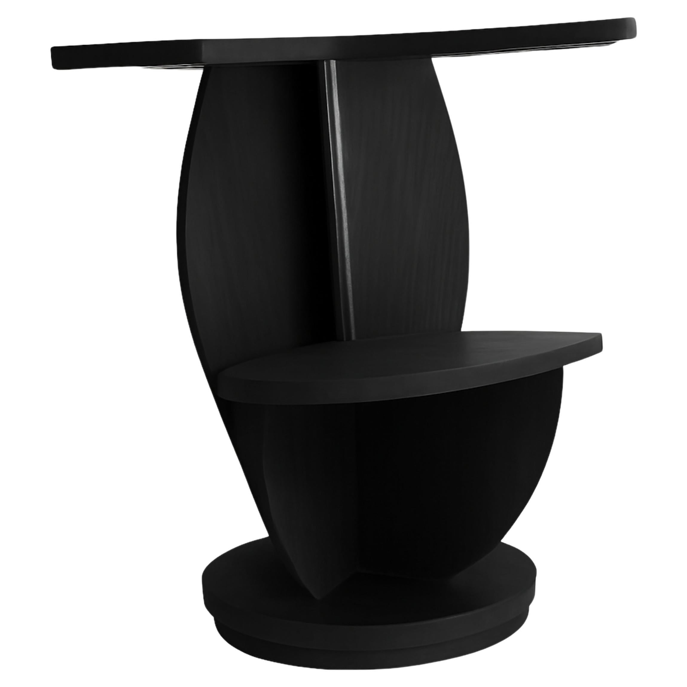 Centre de table circulaire Art déco à piédestal en laque noire, 20e siècle
