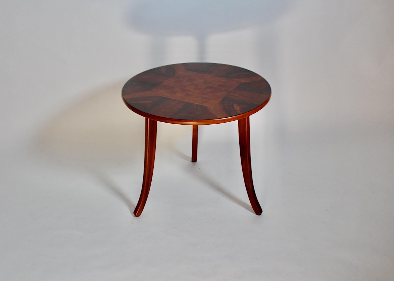 Art Deco Circular Chess Walnut Side Table Josef Frank Haus und Garten c 1925 In Good Condition For Sale In Vienna, AT