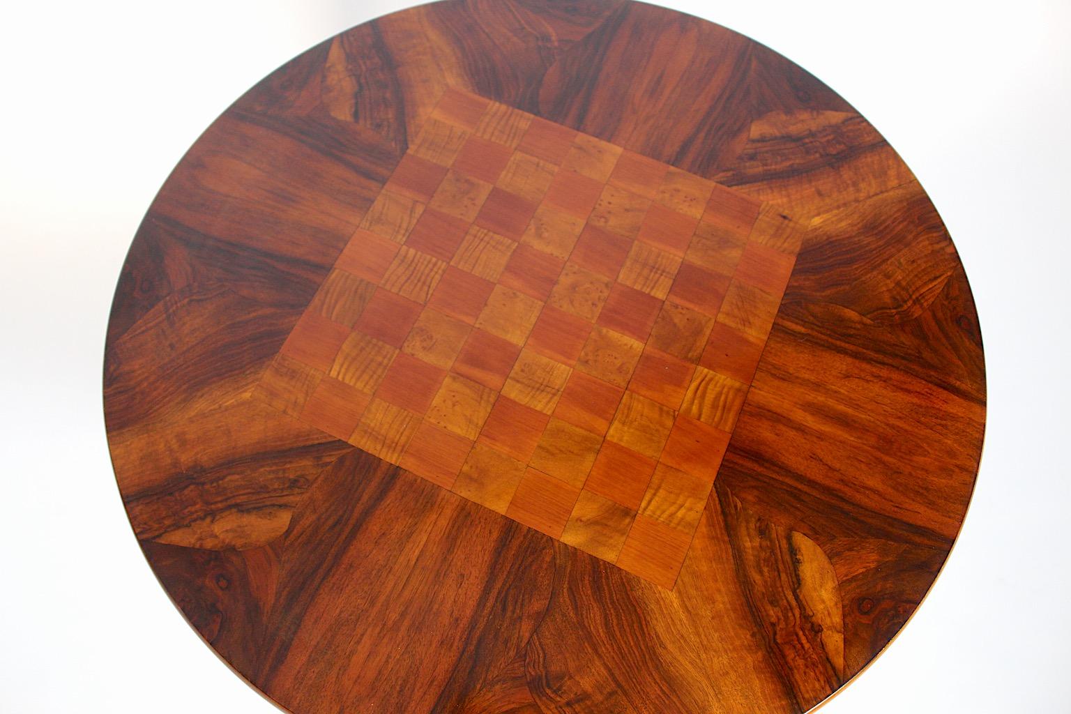 Early 20th Century Art Deco Circular Chess Walnut Side Table Josef Frank Haus und Garten c 1925 For Sale