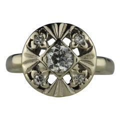Art Deco Circular Diamond Floral Cluster Ring