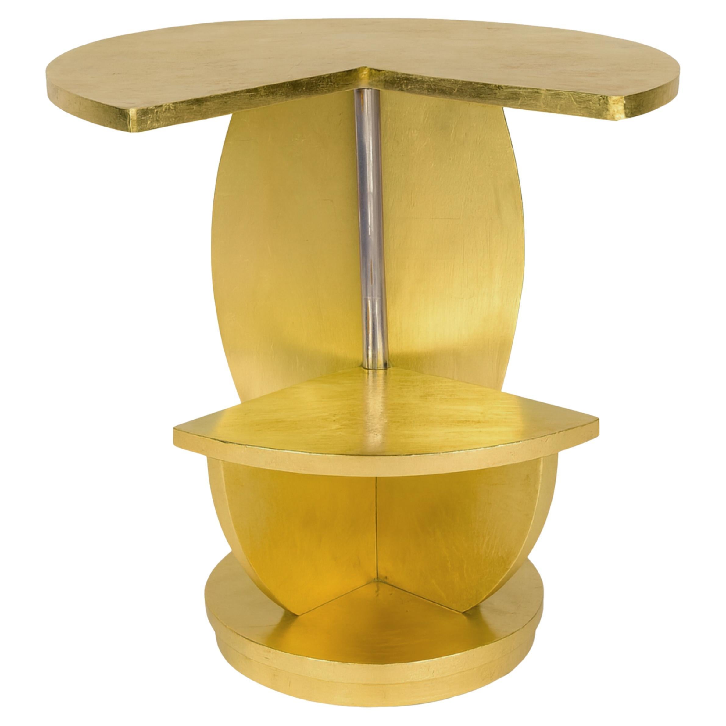 Centre de table circulaire à piédestal doré Art Déco, 20e siècle