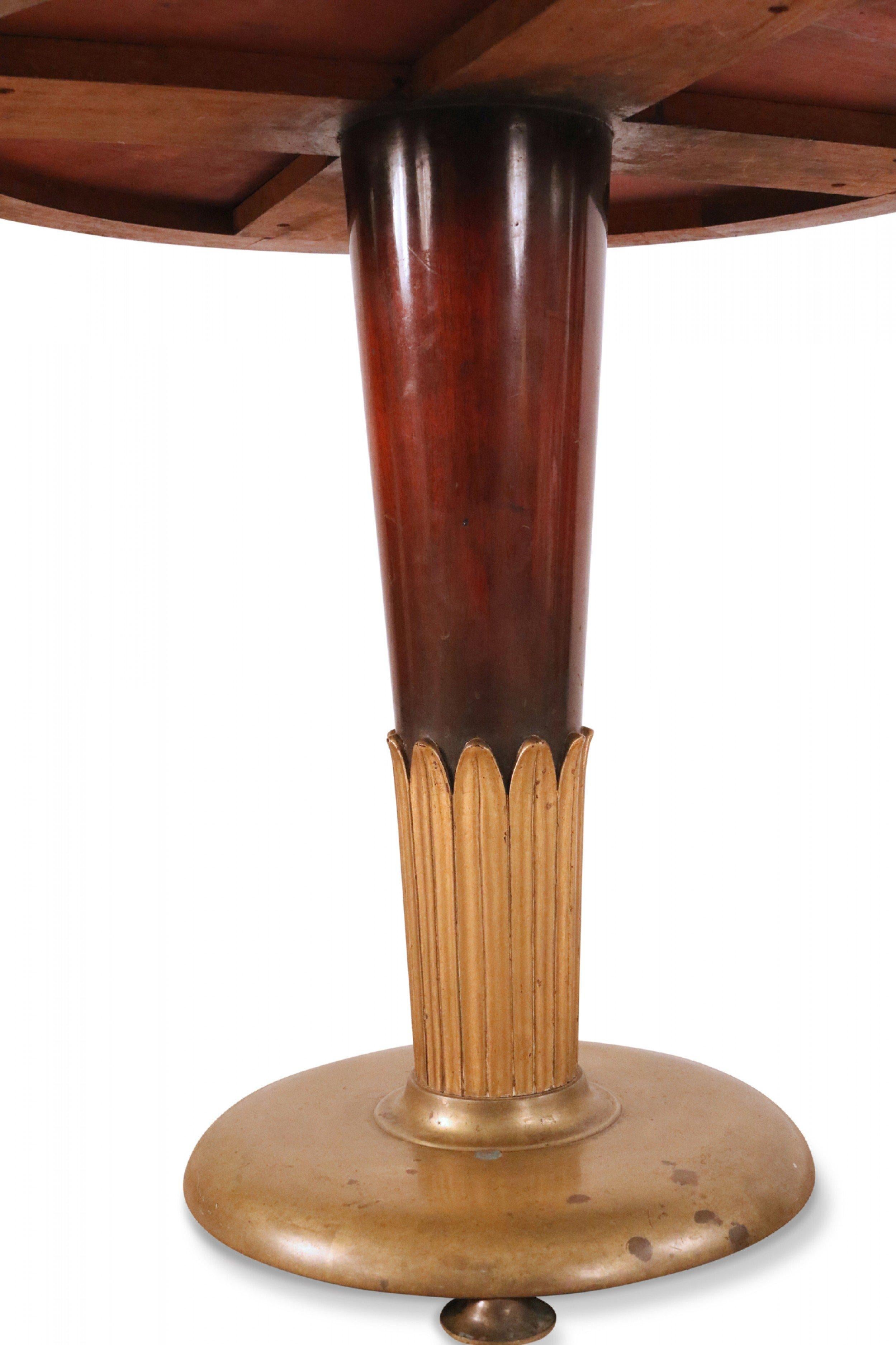 Art Deco Circular Mahogany and Brass End / Side Table In Good Condition In Queens, NY