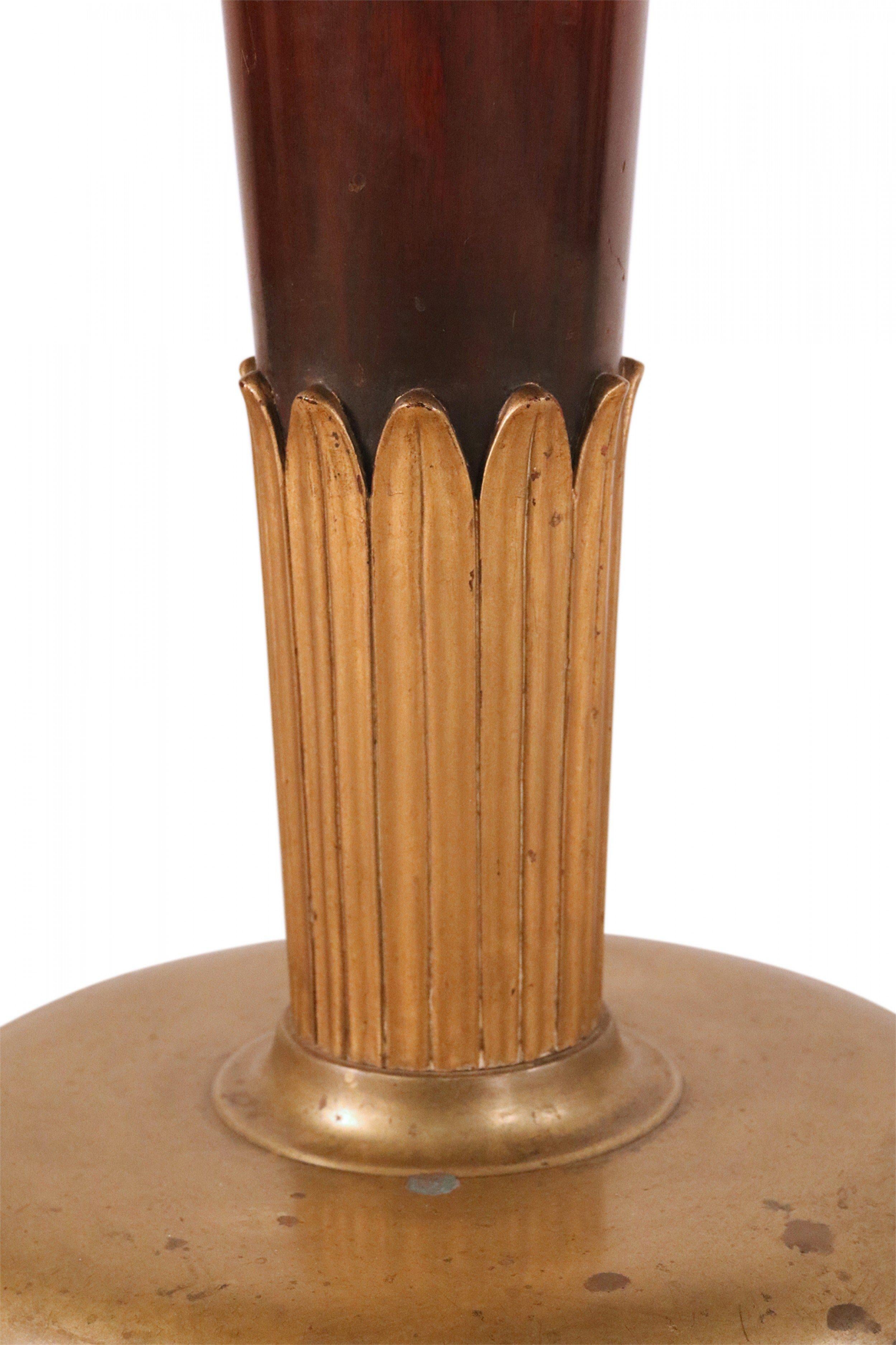 20th Century Art Deco Circular Mahogany and Brass End / Side Table