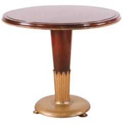 Art Deco Circular Mahogany and Brass End / Side Table