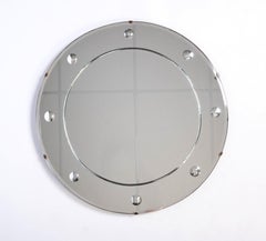 Art Deco Circular Mirror Applied Bevelled Roundels, England, C.1960