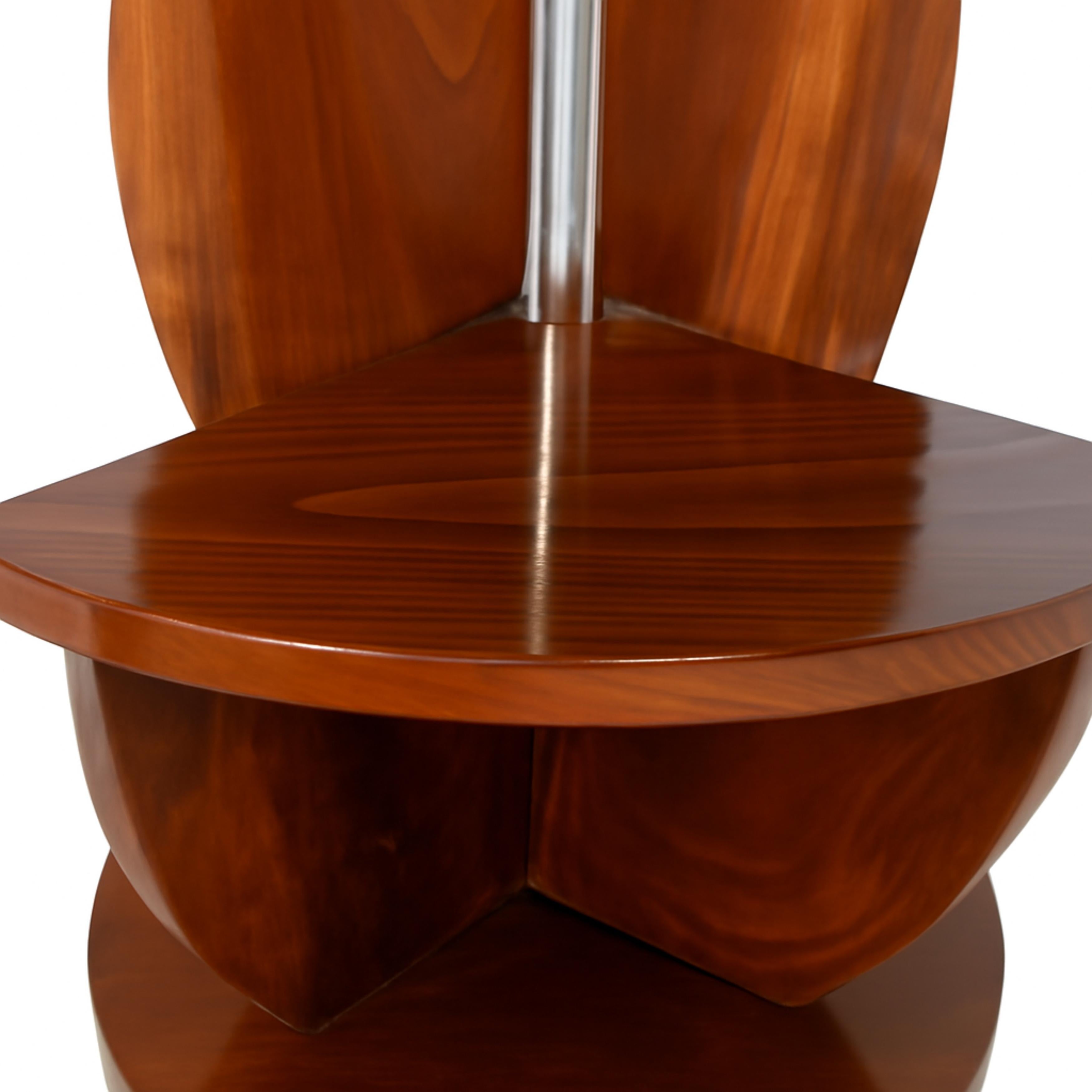 Metal Art Deco Circular Pedestal Center Table, 20th Century For Sale