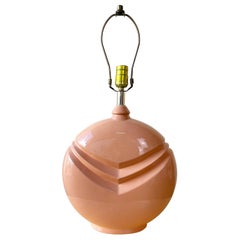Art Deco Circular Pink Ceramic Table Lamp
