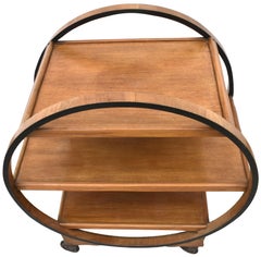 Art Deco Circular Walnut Drinks Bar Cart Trolley, English, 1930s
