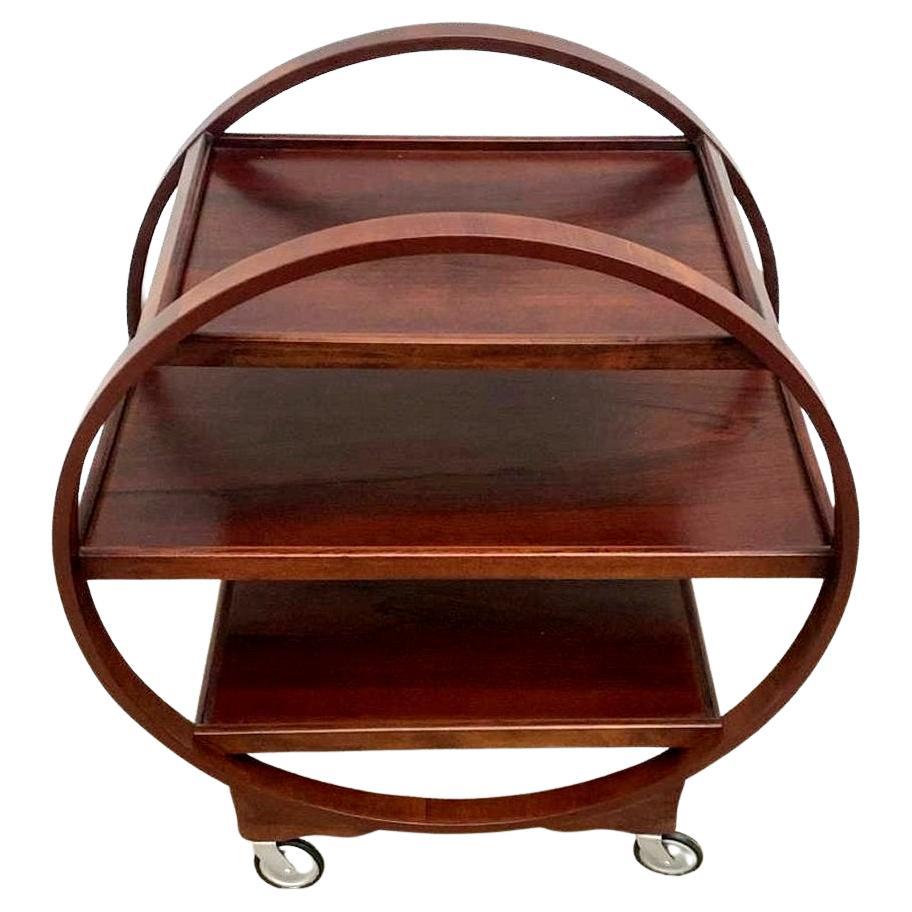 Runder Barwagen/wagen aus Nussbaumholz im Art déco-Stil, englisch, 1930er Jahre im Angebot