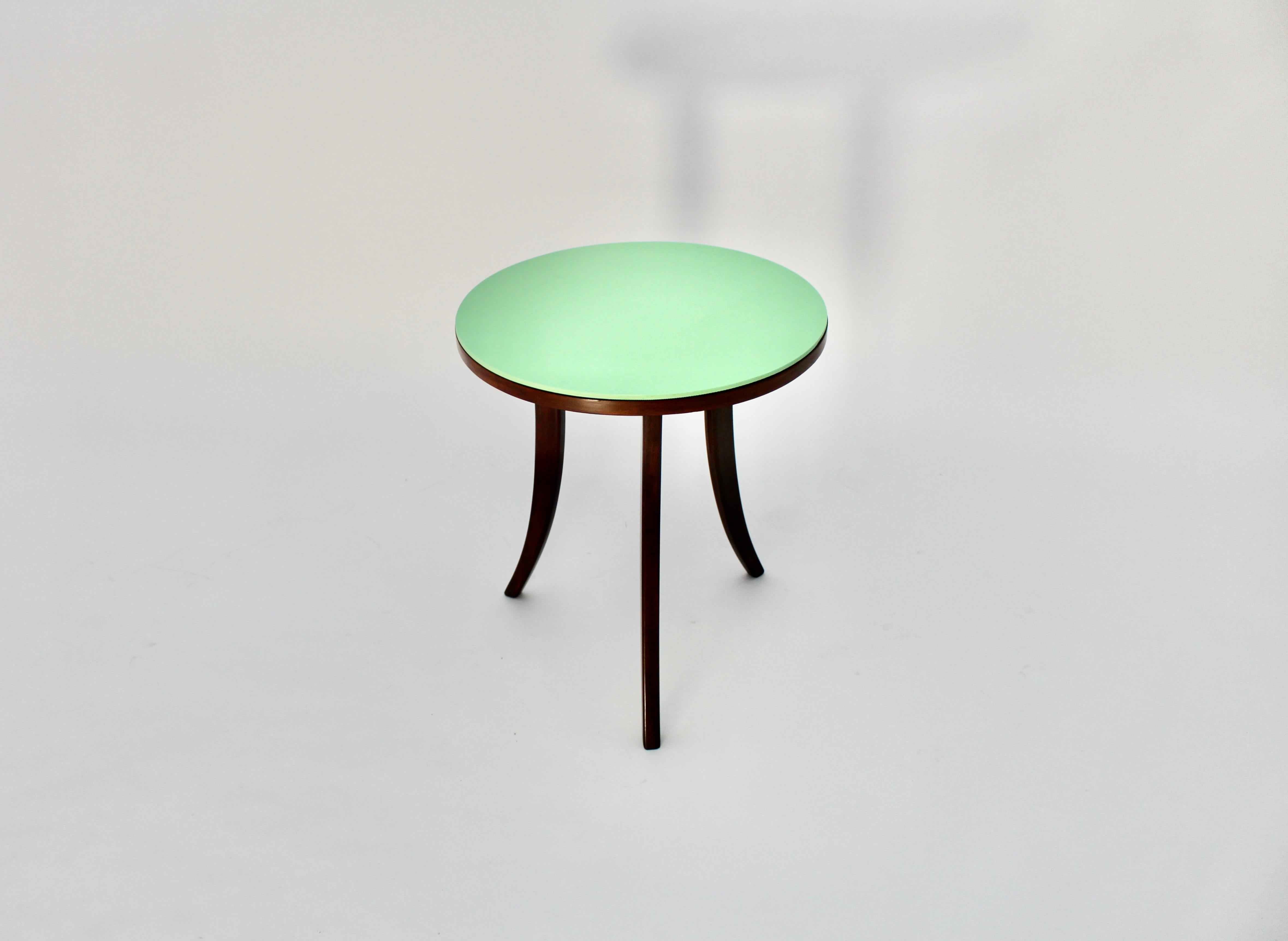 Table basse circulaire Art Déco en noyer et verre vert circa 1927 Josef Frank Vienne en vente 2