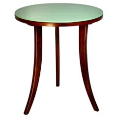 Antique Art Deco Circular Walnut Green Glass Coffee Table circa 1927 Josef Frank Vienna
