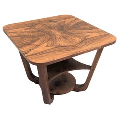 Art Deco Circular Walnut Occasional Three Tier Table, Circa 1930
