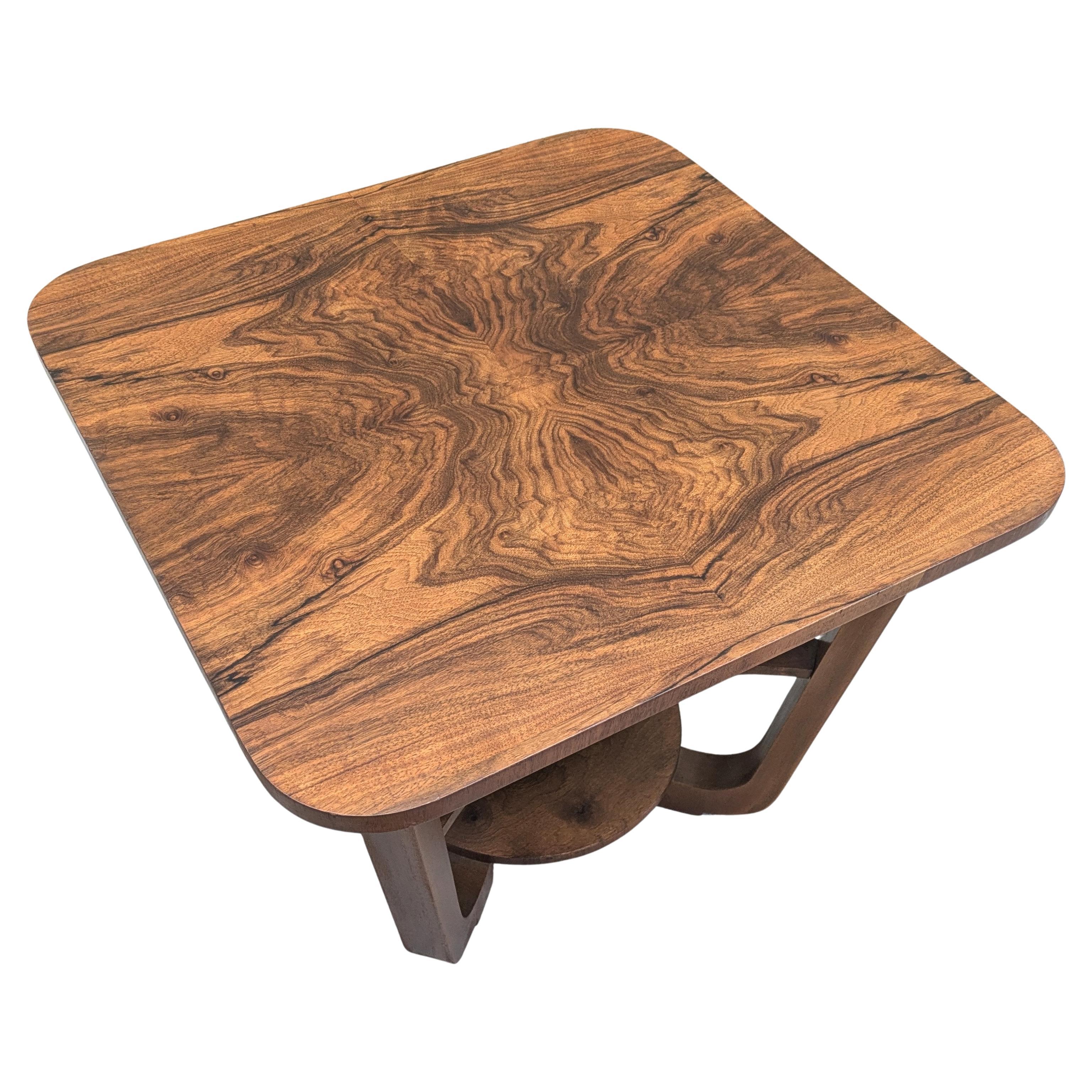 20th Century Art Deco Circular Walnut Occasional Three Tier Table, Circa 1930 For Sale