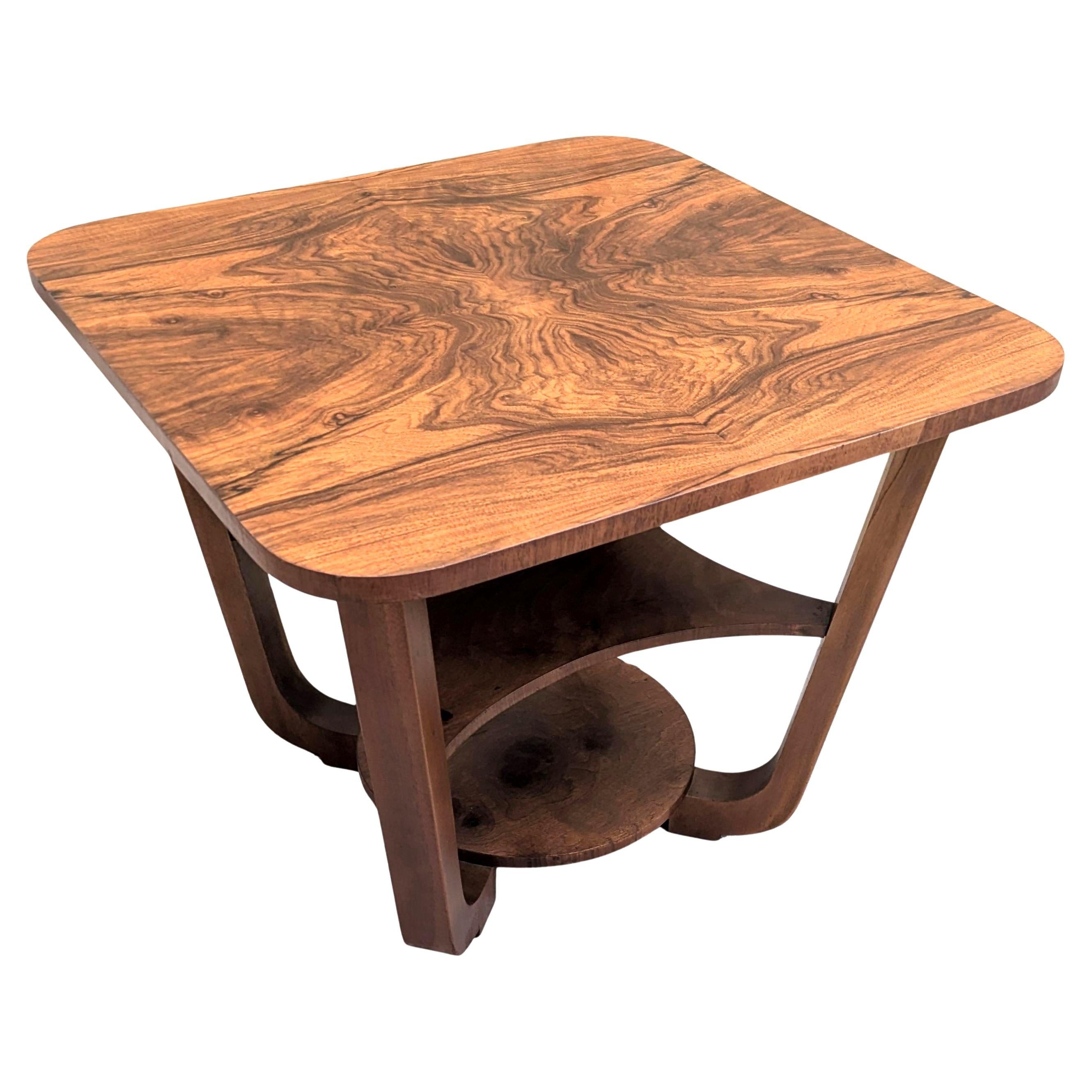 Art Deco Circular Walnut Occasional Three Tier Table, Circa 1930 For Sale 2