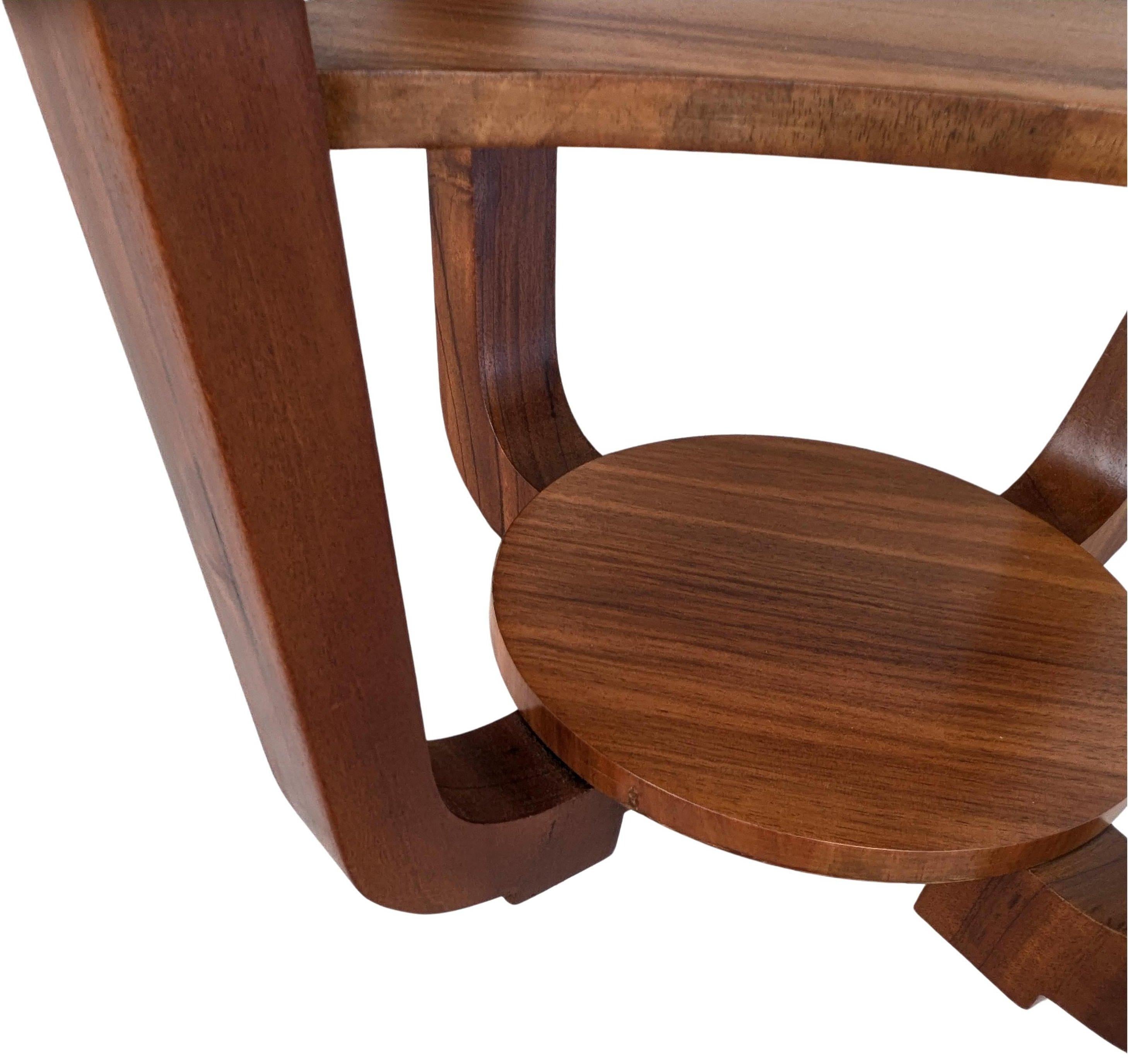 Art Deco Circular Walnut Occasional Three Tier Table, Circa 1930 For Sale 3
