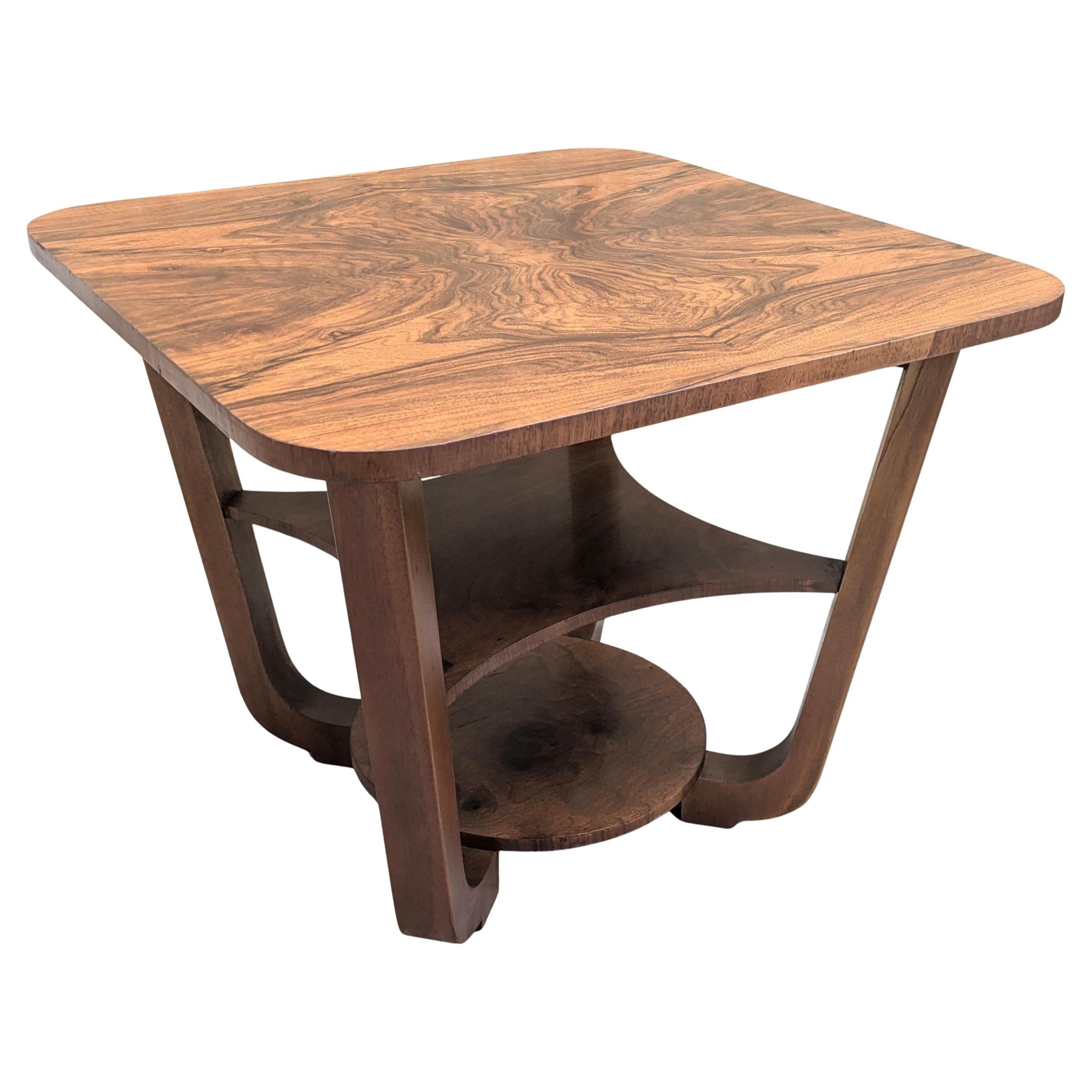 Art Deco Circular Walnut Occasional Three Tier Table, Circa 1930 For Sale 3